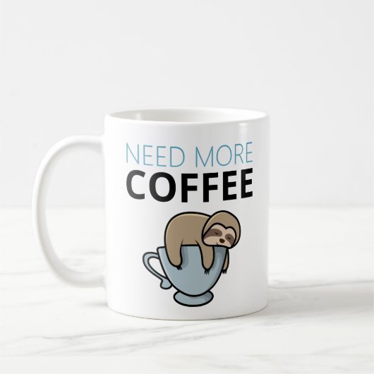 Funny wil meer koffie, luie luie humor koffiemok (Links)