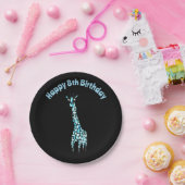 Funny Wild Animal Blue Giraffe Age Birthday Papieren Bordje (Feest)