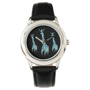 Funny Wild Animals Blue Giraffe Horloge