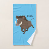 Funny wild boar razorback cartoon illustratie bad handdoek (Handdoek)