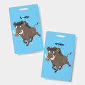 Funny wild boar razorback cartoon illustratie badge (Voor- en achterkant)