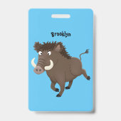 Funny wild boar razorback cartoon illustratie badge (Achterkant)