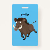 Funny wild boar razorback cartoon illustratie badge (Achterkant)