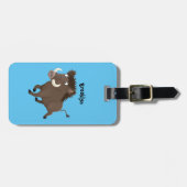 Funny wild boar razorback cartoon illustratie bagagelabel (Voorkant horizontaal)