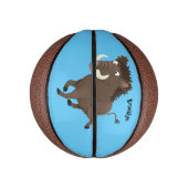 Funny wild boar razorback cartoon illustratie basketbal (Verticaal)