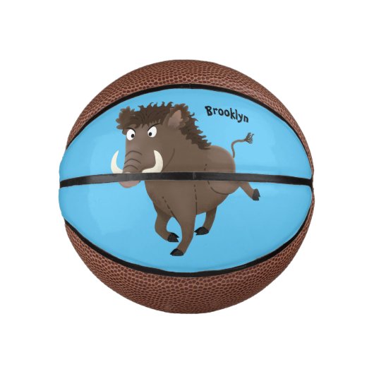 Funny wild boar razorback cartoon illustratie basketbal (Voorkant)