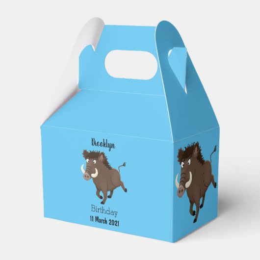 Funny wild boar razorback cartoon illustratie bedankdoosjes (Achterkant)