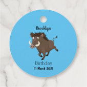Funny wild boar razorback cartoon illustratie bedankjes labels (Achterkant)