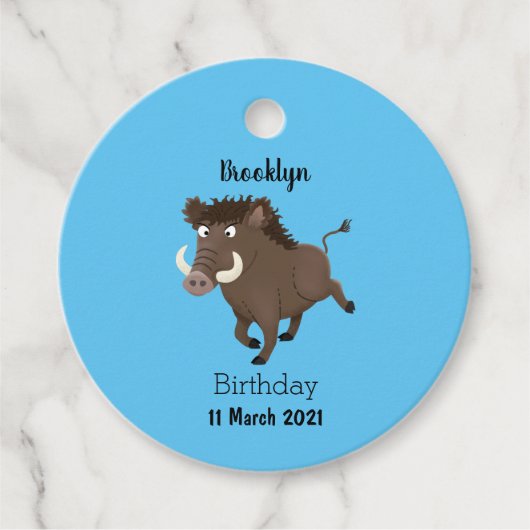 Funny wild boar razorback cartoon illustratie bedankjes labels (Voorkant)