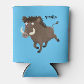 Funny wild boar razorback cartoon illustratie blikjeskoeler (Voorkant)