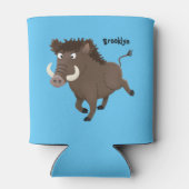 Funny wild boar razorback cartoon illustratie blikjeskoeler (Achterkant)