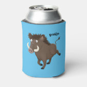 Funny wild boar razorback cartoon illustratie blikjeskoeler (Blikje Achterkant)