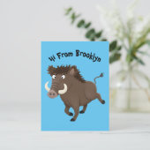 Funny wild boar razorback cartoon illustratie briefkaart (Staand voorkant)