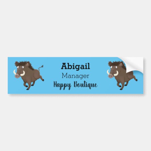 Funny wild boar razorback cartoon illustratie bumpersticker (Voorkant)