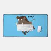 Funny wild boar razorback cartoon illustratie bureaumat (Keyboard & Muis)