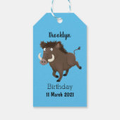 Funny wild boar razorback cartoon illustratie cadeaulabel (Achterkant)
