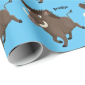 Funny wild boar razorback cartoon illustratie cadeaupapier (Rol Hoek)