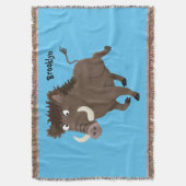 Funny wild boar razorback cartoon illustratie deken (Voorkant Verticaal)