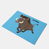Funny wild boar razorback cartoon illustratie deurmat (Schuin)