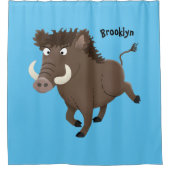 Funny wild boar razorback cartoon illustratie douchegordijn (Voorkant)