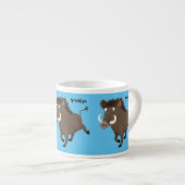 Funny wild boar razorback cartoon illustratie espresso kop (Voorkant rechts)