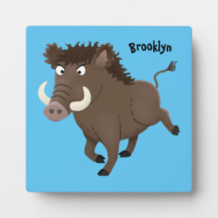 Funny wild boar razorback cartoon illustratie fotoplaat