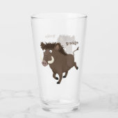 Funny wild boar razorback cartoon illustratie glas (Achterkant)
