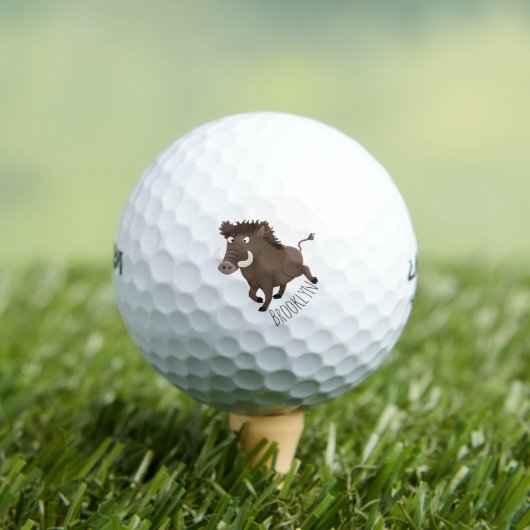 Funny wild boar razorback cartoon illustratie golfballen (Insitu Shirt)