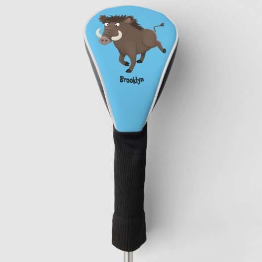 Funny wild boar razorback cartoon illustratie golfheadcover (Voorkant)