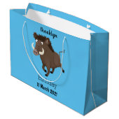 Funny wild boar razorback cartoon illustratie groot cadeauzakje (Achterkant Gekanteld)