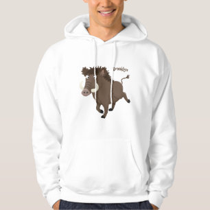 Funny wild boar razorback cartoon illustratie hoodie
