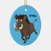 Funny wild boar razorback cartoon illustratie keramisch ornament (Rechts)
