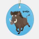 Funny wild boar razorback cartoon illustratie keramisch ornament (Links)
