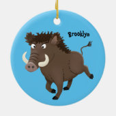 Funny wild boar razorback cartoon illustratie keramisch ornament (Achterkant)