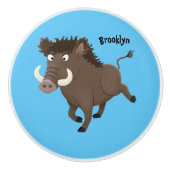 Funny wild boar razorback cartoon illustratie keramische knop (Voorkant)