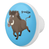 Funny wild boar razorback cartoon illustratie keramische knop (Rechts)