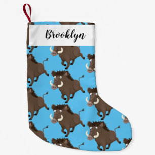 Funny wild boar razorback cartoon illustratie kleine kerstsok