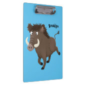 Funny wild boar razorback cartoon illustratie klembord (Rechts)