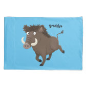 Funny wild boar razorback cartoon illustratie kussensloop (Achterkant)