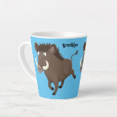 Funny wild boar razorback cartoon illustratie latte mok (Linkerhoek)
