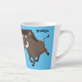 Funny wild boar razorback cartoon illustratie latte mok (Rechts)