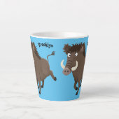 Funny wild boar razorback cartoon illustratie latte mok (Voorkant)