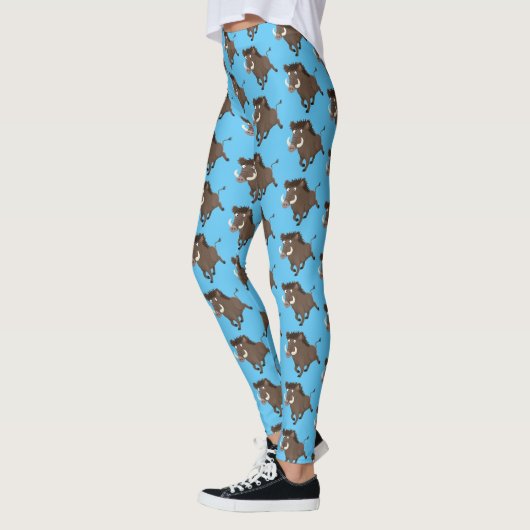 Funny wild boar razorback cartoon illustratie leggings (Links)