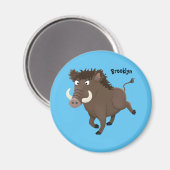 Funny wild boar razorback cartoon illustratie magneet (Voorkant / Achterkant)