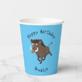 Funny wild boar razorback cartoon illustratie papieren bekers (Achterkant)