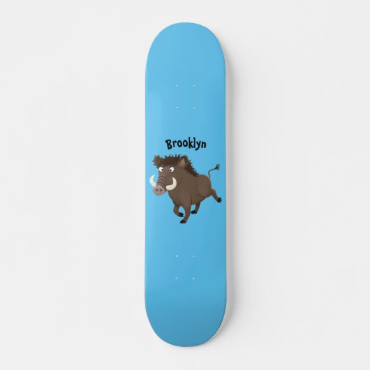 Funny wild boar razorback cartoon illustratie persoonlijk skateboard (Voorkant)