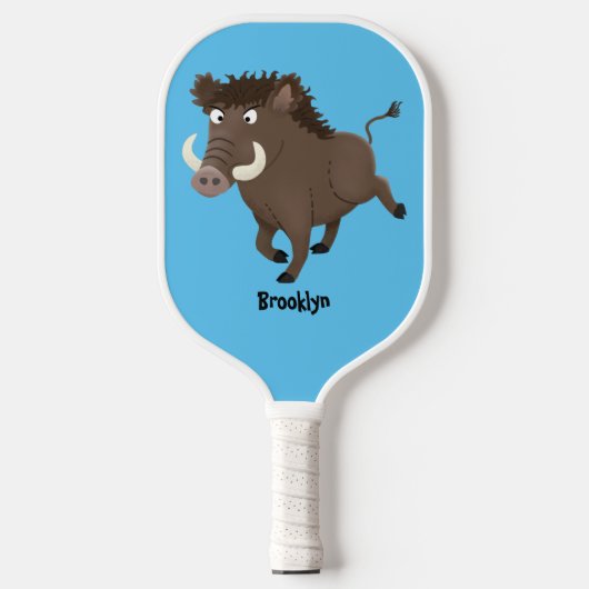 Funny wild boar razorback cartoon illustratie pickleball paddle (Voorkant)