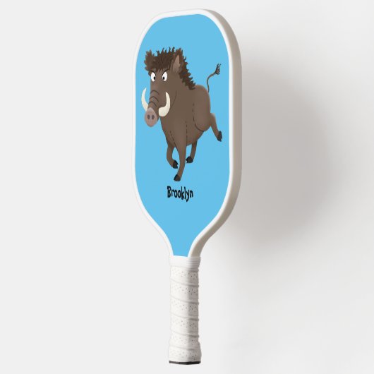 Funny wild boar razorback cartoon illustratie pickleball paddle (Links)