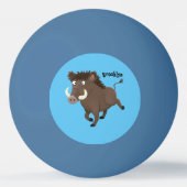 Funny wild boar razorback cartoon illustratie pingpongbal (Voorkant)