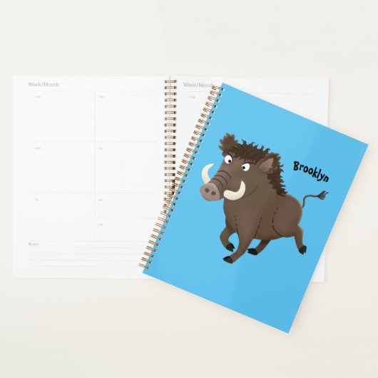 Funny wild boar razorback cartoon illustratie planner (Display)